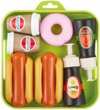 Riadíky a doplnky kuchynky - Potraviny na tácke Hot Dog 100% Chef Écoiffier s kečupom a majonézou 10 dielov od 18 mes_0