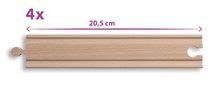 Dřevěné vláčky a vláčkodráhy - Náhradní díly k vláčkodráze Train Long Straight Tracks Eichhorn rovné kolejnice 20,5 cm x 4 kusy_0