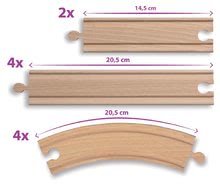 Trains en bois et rails - Pièces détachées pour le jeu de circuit de train Eichhorn Grand Set. Voies incurvées, 10 pièces de différentes longueurs pour ralonger le circuit de train_0