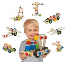 Jocuri de construit din lemn Eichhorn - Set din lemn Wooden Toy Assortment 3in1 Eichhorn cale ferată 20 piese joc de consruit 85 piese și cuburi 85 bucăți de la 1-3 ani_0