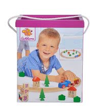 Trenuri din lemn și căi ferată - Cale ferată din lemn Wooden Toy Eichhorn cu accesorii căsuțe și copaci 20 piese de la 3 ani_0