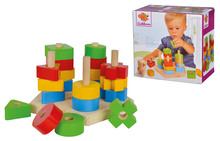 Drevené didaktické hračky - Drevená skladačka veža Stacking Toy Eichhorn s 5 rôznymi farebnými tvarmi 21 dielov od 12 mes_3