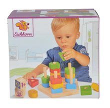 Drevené didaktické hračky - Drevená skladačka veža Stacking Toy Eichhorn s 5 rôznymi farebnými tvarmi 21 dielov od 12 mes_1