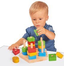 Drevené didaktické hračky - Drevená skladačka veža Stacking Toy Eichhorn s 5 rôznymi farebnými tvarmi 21 dielov od 12 mes_0