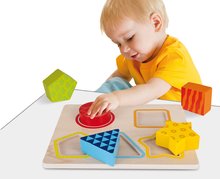 Dřevěné didaktické hračky - Dřevěná didaktická hra Color Sortingboard Eichhorn s 5 vkládacími kostkami od 12 měsíců_0