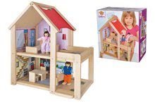 Fa babaházak  - Fa babaház Doll's House Eichhorn komplett bútorokkal és 2 figurával 41 cm magas_0