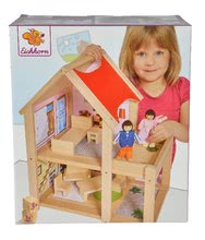 Fa babaházak  - Fa babaház Doll's House Eichhorn komplett bútorokkal és 2 figurával 41 cm magas_1
