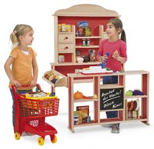 Dřevěné dětské obchůdky - Dřevěný obchod s prodejním pultem Shop Eichhorn různé poličky a funkční 4 šuplíky 121 cm výška_3