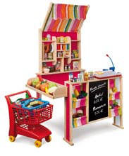 Boutiques en bois pour enfants - Magasin en bois de pin avec marquise Shop Market Eichhorn, avec des étagères pour les aliments et un comptoir_3