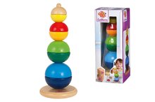 Drevené didaktické hračky - Drevená skladacia veža Beads Tower Eichhorn 8 polovičných guličiek 22 cm výška od 12 mes_3