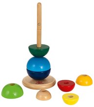 Drevené didaktické hračky - Drevená skladacia veža Beads Tower Eichhorn 8 polovičných guličiek 22 cm výška od 12 mes_0