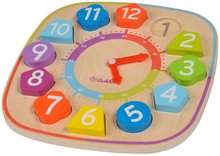 Drevené náučné hry - Drevené didaktické hodiny Teaching Clock with stacking parts Eichhorn 12 kociek od 12 mes_1