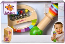 Detské hudobné nástroje - Drevené hudobné nástroje Music Set with Grasping Toy Eichhorn hrkálka so zvončekmi a hudobná palička od 12 mes_1