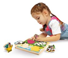 Jouets didactiques en bois - Puzzle en bois Feel Puzzle avec tissu Eichhorn 5 animaux en pièces avec des parties en tissu à partir de 12 mois_3