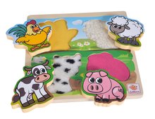 Drevené didaktické hračky -  NA PREKLAD - Puzzle de madera Feel Puzzle con tela Eichhorn 5 animales con partes de tela desde 12 meses_1