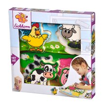 Jouets didactiques en bois - Puzzle en bois Feel Puzzle avec tissu Eichhorn 5 animaux en pièces avec des parties en tissu à partir de 12 mois_0