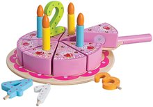 Lesene kuhinje - Lesena rojstnodnevna torta na pladnju Cake Eichhorn s svečkami in številkami od 24 mes_0