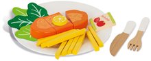 Dřevěné kuchyňky - Dřevěný řízek na talíři Schnitzelset Eichhorn 22 dílů s příborem_0