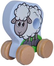 Lesene didaktične igrače - Lesena živalca na kolesih Push-along Animals Eichhorn prašiček ovčka konjiček višina 10 cm od 12 mes_2
