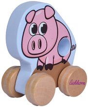 Dřevěné didaktické hračky - Dřevěné zvířátko na kolečkách Push along Animals Eichhorn prasátko ovečka koník výška 10 cm od 12 mes_0