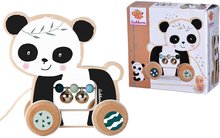 Ťahacie hračky - Drevené zvieratko na ťahanie Push along Animal Eichhorn so zvončekmi panda opička od 12 mes_3