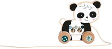 Ťahacie hračky - Drevené zvieratko na ťahanie Push along Animal Eichhorn so zvončekmi panda opička od 12 mes_0