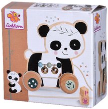 Ťahacie hračky - Drevené zvieratko na ťahanie Push along Animal Eichhorn so zvončekmi panda opička od 12 mes_4