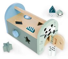 Dřevěné didaktické hračky - Dřevěný didaktický domeček Panda Shape Box Eichhorn s 8 vkládacími kostkami a dveřmi od 12 měsíců_0