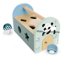 Dřevěné didaktické hračky - Dřevěný didaktický domeček Panda Shape Box Eichhorn s 8 vkládacími kostkami a dveřmi od 12 měsíců_1