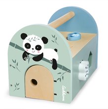 Dřevěné didaktické hračky - Dřevěný didaktický domeček Panda Shape Box Eichhorn s 8 vkládacími kostkami a dveřmi od 12 měsíců_2