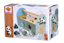 Dřevěné didaktické hračky - Dřevěný didaktický domeček Panda Shape Box Eichhorn s 8 vkládacími kostkami a dveřmi od 12 měsíců_3