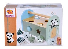 Dřevěné didaktické hračky - Dřevěný didaktický domeček Panda Shape Box Eichhorn s 8 vkládacími kostkami a dveřmi od 12 měsíců_4
