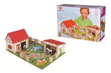 Drevené domčeky pre bábiky - Drevená farma so zvieratkami veľká Farmyard Eichhorn s dvoma budovami a dvorom 21 dielov_4