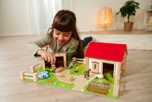 Drevené domčeky pre bábiky - Drevená farma so zvieratkami Farm Eichhorn s 2 budovami a stajňou 20 dielov_0