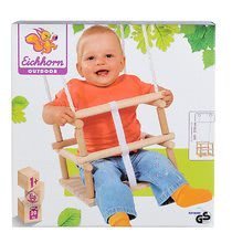 Dětské houpačky - Dřevěná houpačka Wooden Baby Swing Outdoor Eichhorn přírodní 140–210 cm délka 30*30 cm sedadlo 20 kg nosnost od 12 měsíců_3