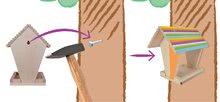 Dřevěné hračky - Dřevěné krmítko pro ptáčky Outdoor Feeding House Eichhorn Sestav a vymaluj – se štětcem a barvami od 6 let_5