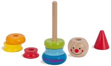 Drevené didaktické hračky - Drevená skladacia veža klaun Stacking Clown Eichhorn 8 farebných dielov od 12 mes_0