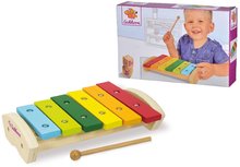 Detské hudobné nástroje - Drevený xylofón Wooden Xylophone Eichhorn s kladivkom 6 rôznych tónov od 24 mes_4