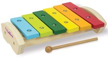 Detské hudobné nástroje - Drevený xylofón Wooden Xylophone Eichhorn s kladivkom 6 rôznych tónov od 24 mes_3