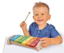 Detské hudobné nástroje - Drevený xylofón Wooden Xylophone Eichhorn s kladivkom 6 rôznych tónov od 24 mes_1