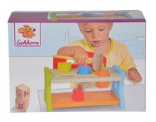 Drevené didaktické hračky - Drevená zatĺkačka s kockami Hammering Bench Eichhorn s kladivom a 5 rôznych farebných tvarov a farieb 7 dielov od 12 mes_0
