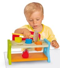 Drvene didaktičke igračke - Drvena udaraljka s kockama Hammering Bench Eichhorn s čekićem i 5 različitih šarolikih oblika i boja i 7 dijelova od 12 mjes_0