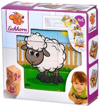 Fa építőkockák - Fa puzzle farm Picture Cube Farm Eichhorn 9 kocka 6 állatka motívummal 24 hó-tól_5