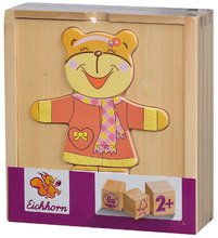 Lesene poučne igre - Lesena sestavljanka medved Bear-Puzzle Eichhorn 20 delov z različnimi oblačili od 24 mes_1