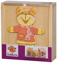 Lernspiele aus Holz - Holzpuzzle Bär Bear Puzzle Eichhorn 20 Teile mit auswechselbarer Kleidung ab 24 Monaten_1