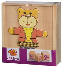 Lesene poučne igre - Lesena sestavljanka medved Bear-Puzzle Eichhorn 20 delov z različnimi oblačili od 24 mes_0