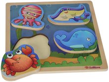 Jouets didactiques en bois - Puzzle animaux en bois 2D Lift Out Puzzle Eichhorn 5 pièces monde sous-marin et safari à partir de 12 mois_0