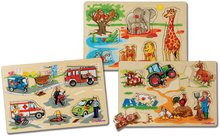 Drevené náučné hry - Drevené puzzle Generic Puzzle DP Eichhorn 9 dielov safari farma vozidlá od 24 mes_0