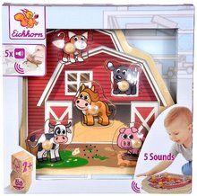 Drevené didaktické hračky - Drevené puzzle farma Puzzle with Sound Eichhorn 5 zvieratiek so zvukom od 24 mes_0