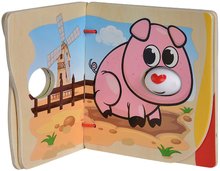 Drevené náučné hry - Drevená obrázková knižka Picture Book Farm Eichhorn 4 strany so zvieratkami od 6 mes_1